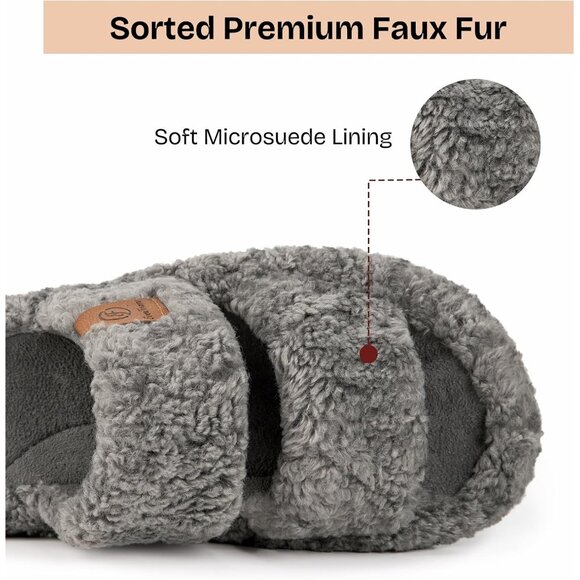 Luxurious Faux Fur & Memory Foam Women's Slippers - Non-Slip Sole, Size 9-10 - Picture 5 of 8